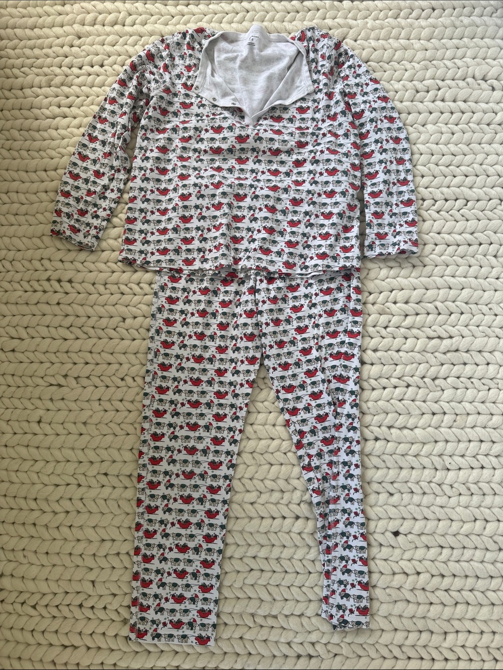 Roller Rabbit: Red and Gray Holiday Pajama Set